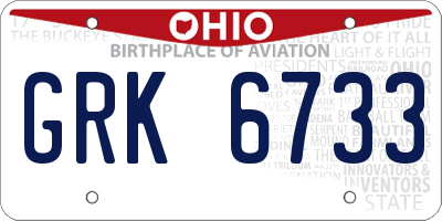 OH license plate GRK6733