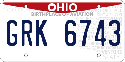 OH license plate GRK6743