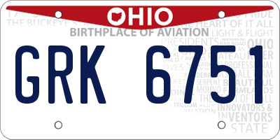 OH license plate GRK6751