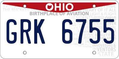 OH license plate GRK6755