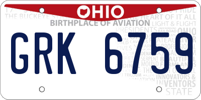 OH license plate GRK6759