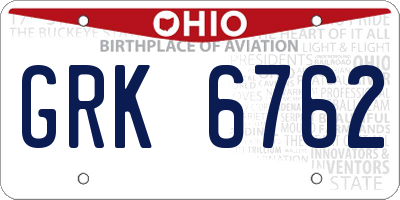 OH license plate GRK6762