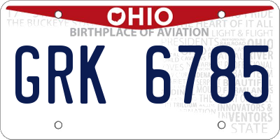 OH license plate GRK6785