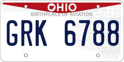 OH license plate GRK6788