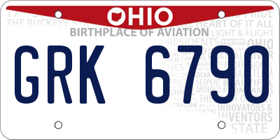OH license plate GRK6790
