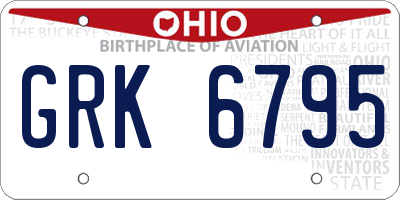 OH license plate GRK6795