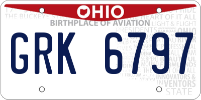 OH license plate GRK6797