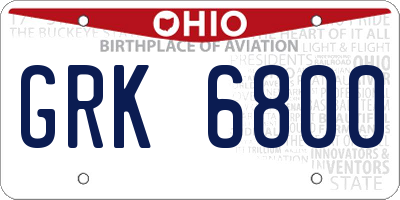OH license plate GRK6800