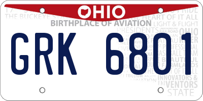 OH license plate GRK6801