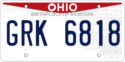 OH license plate GRK6818
