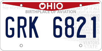OH license plate GRK6821