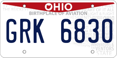 OH license plate GRK6830
