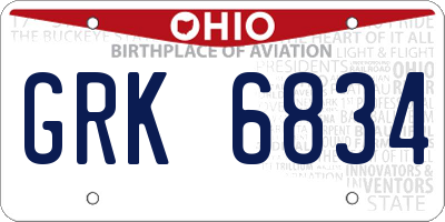 OH license plate GRK6834