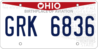OH license plate GRK6836