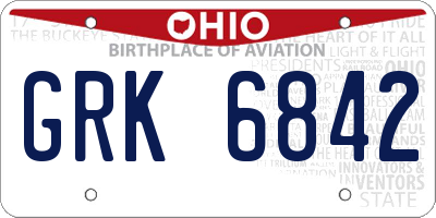 OH license plate GRK6842