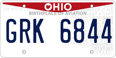 OH license plate GRK6844