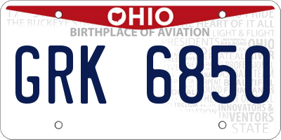 OH license plate GRK6850
