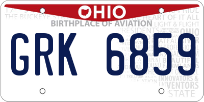 OH license plate GRK6859