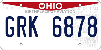 OH license plate GRK6878