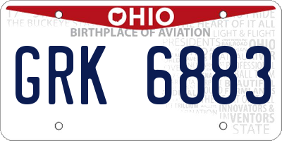 OH license plate GRK6883