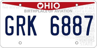 OH license plate GRK6887