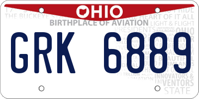 OH license plate GRK6889