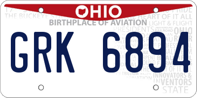 OH license plate GRK6894
