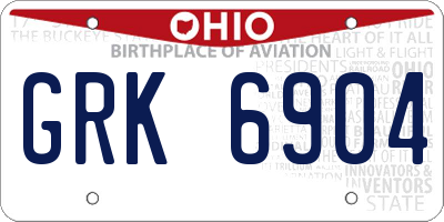 OH license plate GRK6904