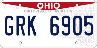 OH license plate GRK6905