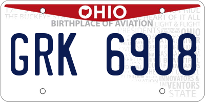 OH license plate GRK6908