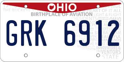 OH license plate GRK6912