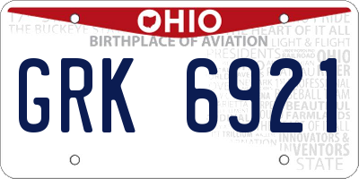 OH license plate GRK6921
