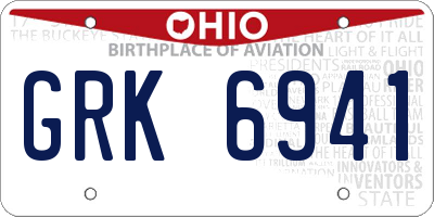 OH license plate GRK6941