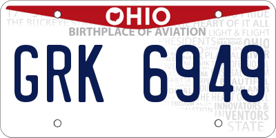 OH license plate GRK6949