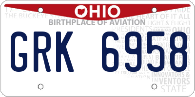 OH license plate GRK6958