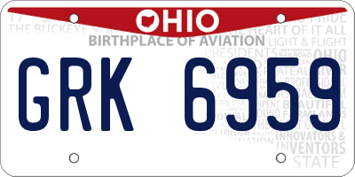 OH license plate GRK6959
