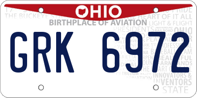 OH license plate GRK6972
