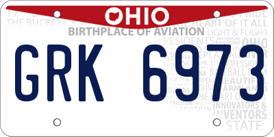 OH license plate GRK6973