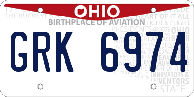 OH license plate GRK6974