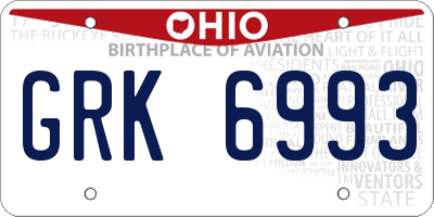 OH license plate GRK6993
