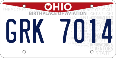 OH license plate GRK7014