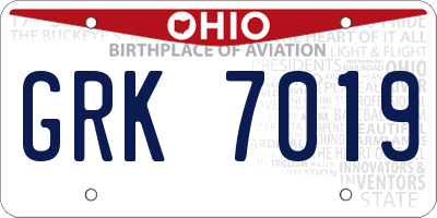 OH license plate GRK7019