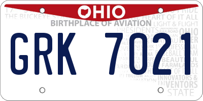 OH license plate GRK7021