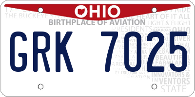OH license plate GRK7025