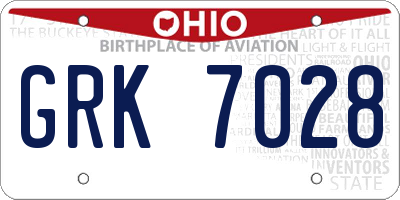 OH license plate GRK7028