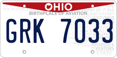 OH license plate GRK7033