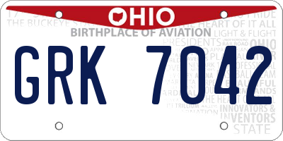 OH license plate GRK7042