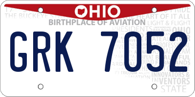 OH license plate GRK7052