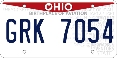OH license plate GRK7054