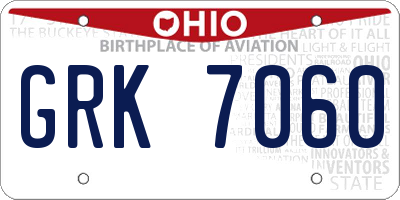 OH license plate GRK7060